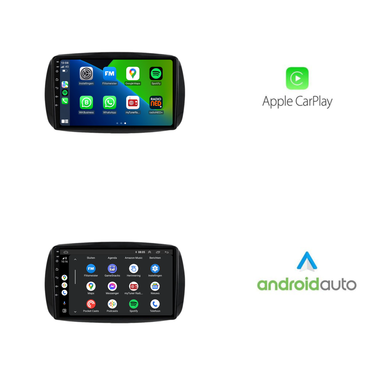 Smart Fortwo | Forfour | Android 13 | Autoradio | 2015 t/m 2019 | Carplay & Android Auto-3