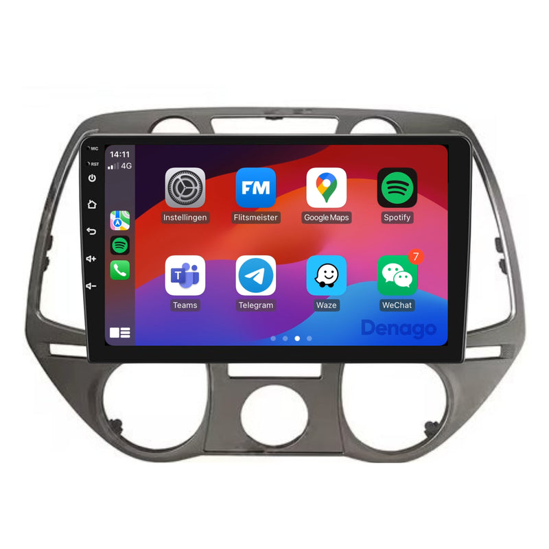 Hyundai i20 CarPlay autoradio | 2008 t/m 2014 | Denago DNG-A83 | 9 inch | Android 13 | Draadloos CarPlay & Android Auto-1