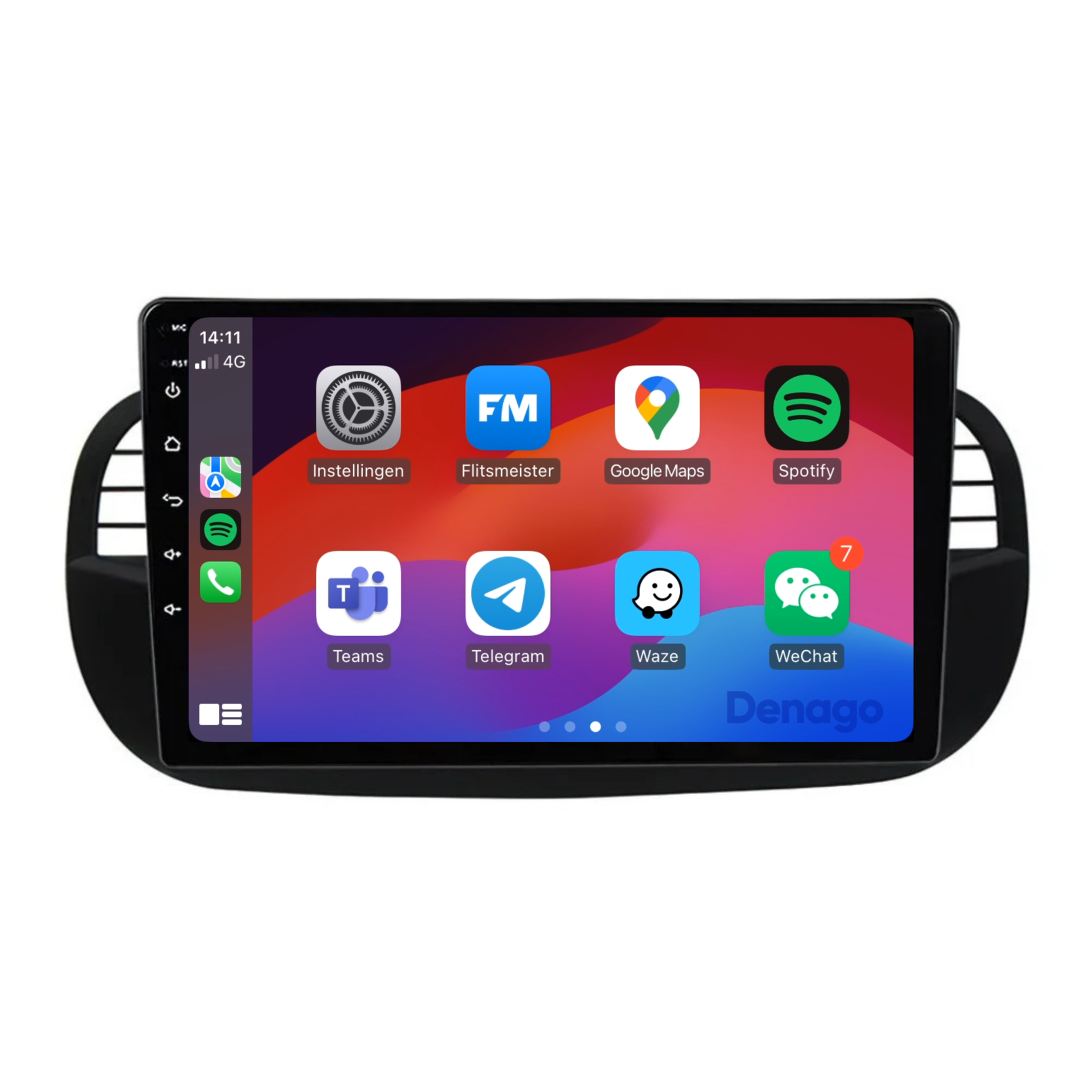Fiat 500 CarPlay autoradio | 2007 t/m 2015 | Denago DNG-A66 | 9 inch | Android 13 | Draadloos CarPlay & Android Auto