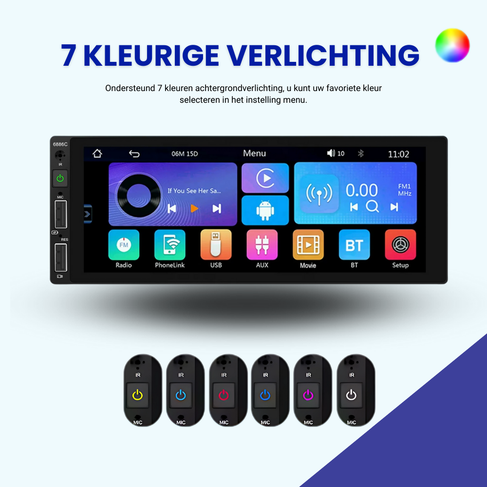 1-DIN | Autoradio | Touchscreen | Android 13 | CarPlay & Android Auto | Bluetooth | 2GB RAM | 64GB Opslag-4