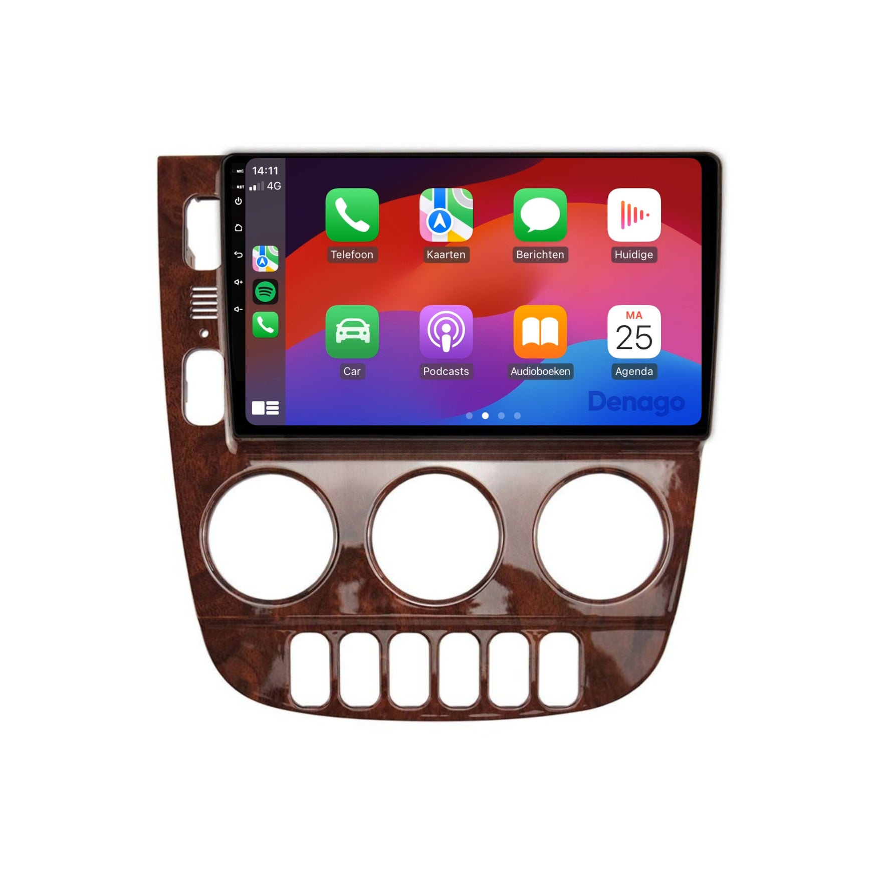 Mercedes ML CarPlay autoradio | 1999 t/m 2004 | Denago DNG-A104 | 9 inch | Android 13 | Draadloos CarPlay & Android Auto | Houtkleurig frame