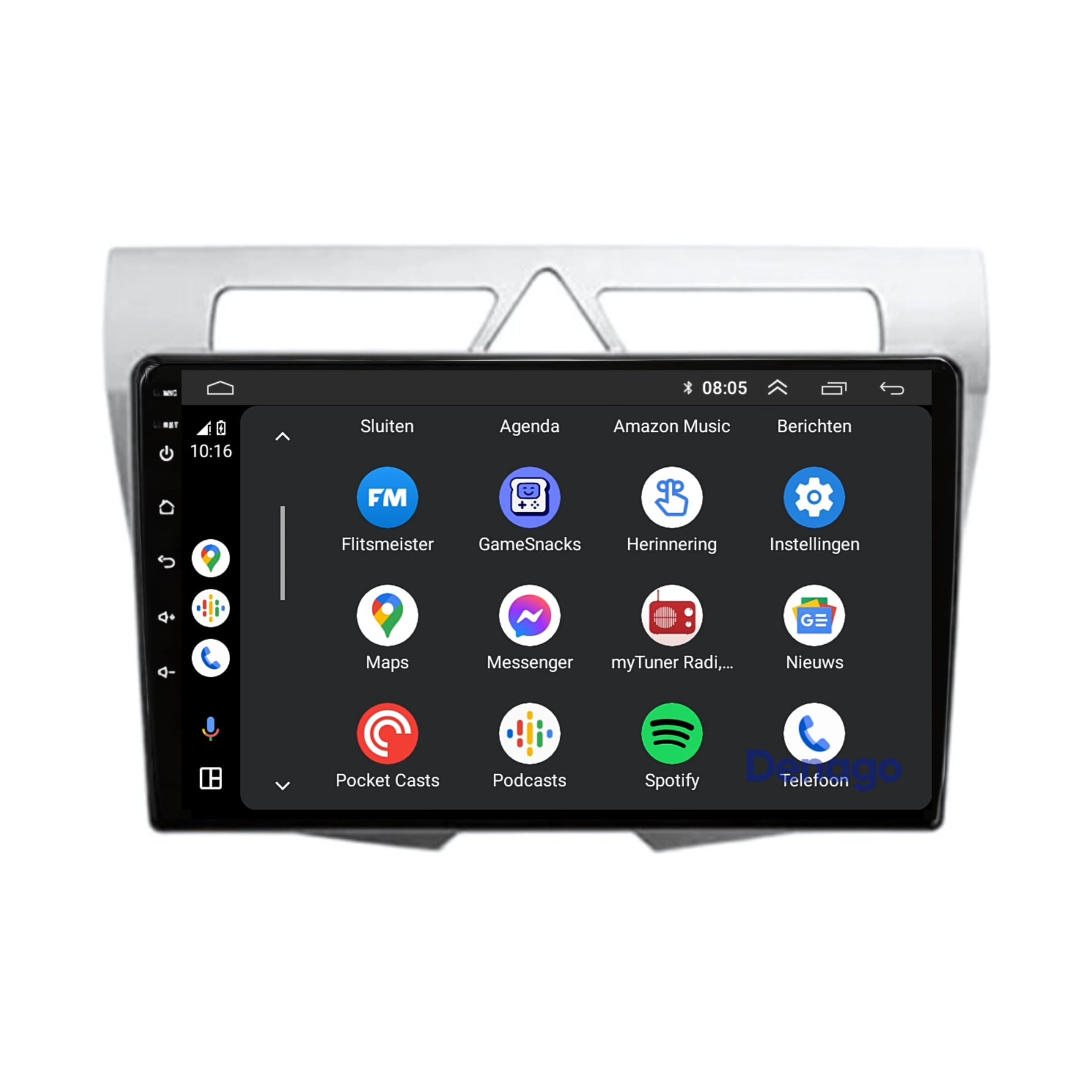 Kia Picanto CarPlay autoradio | 2008 t/m 2010 | Denago DNG-A88 | 9 inch | Android 13 | Draadloos CarPlay & Android Auto | Zilver frame