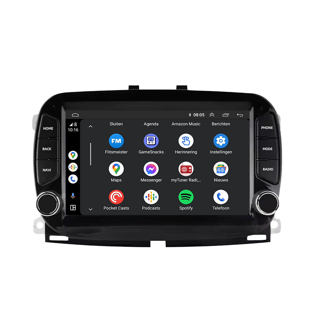 Fiat 500 CarPlay & Android Auto autoradio | 2016 t/m 2019 | Android 15 | Davilon | Zwart-4