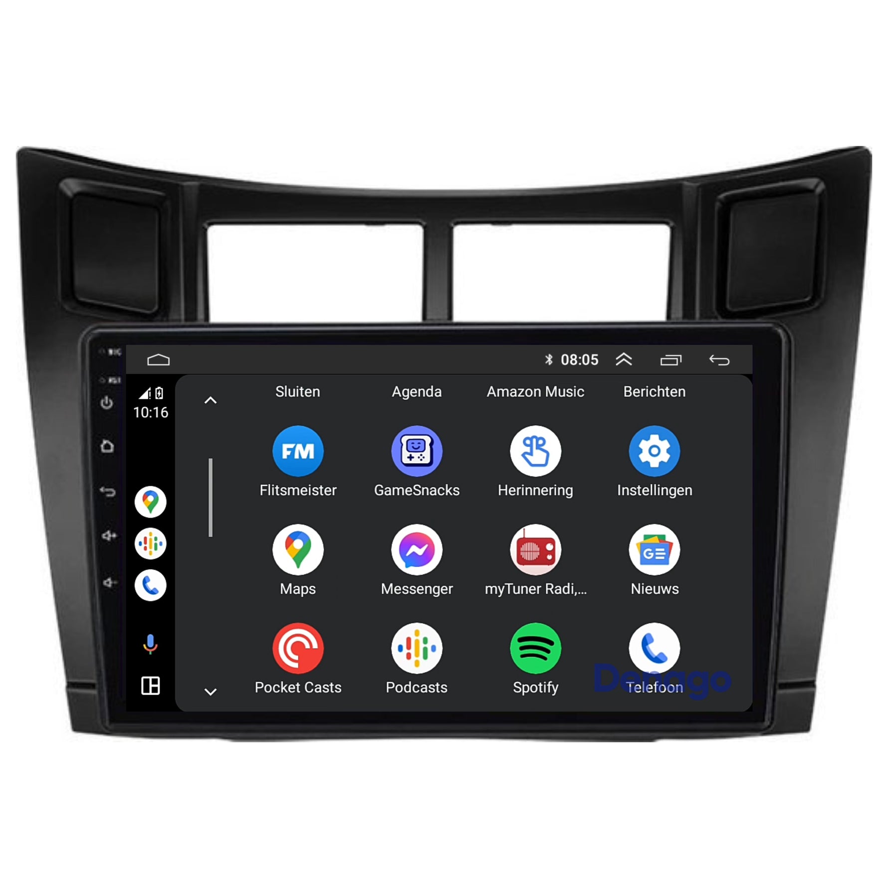 Toyota Yaris CarPlay autoradio | 2005 t/m 2012 | Denago DNG-A297 | 9 inch | Android 13 | Draadloos CarPlay & Android Auto