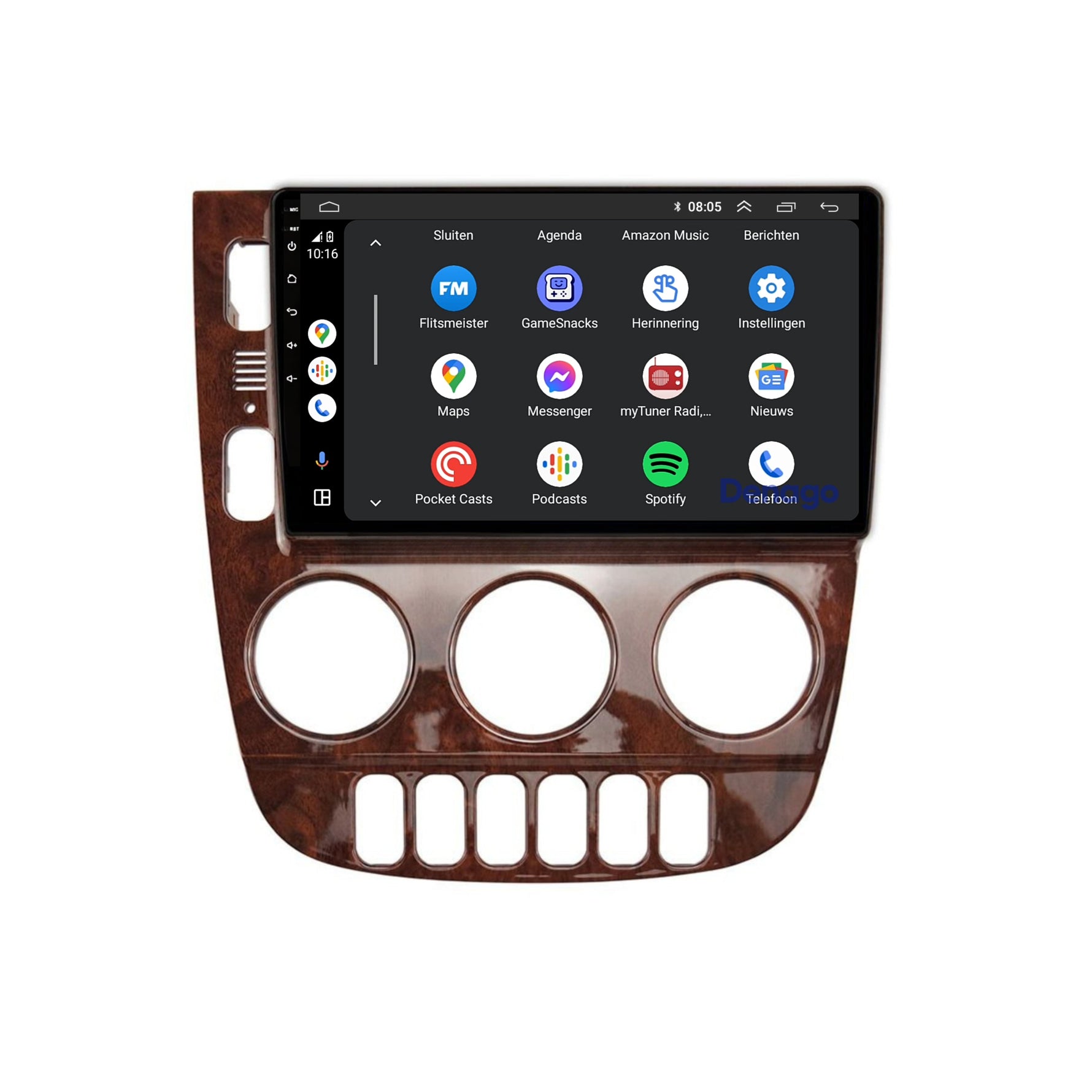 Mercedes ML CarPlay autoradio | 1999 t/m 2004 | Denago DNG-A104 | 9 inch | Android 13 | Draadloos CarPlay & Android Auto | Houtkleurig frame