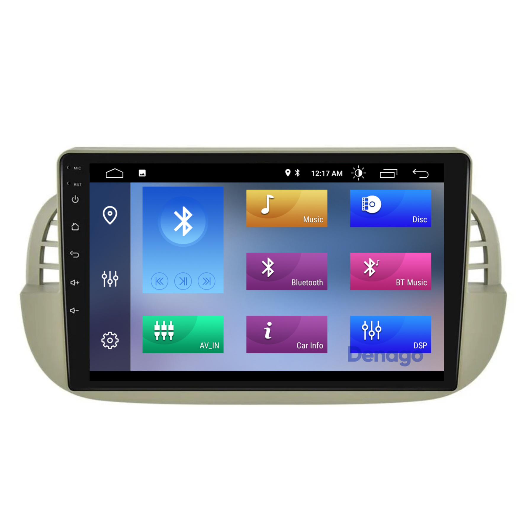 Fiat 500 CarPlay autoradio Beige | 2007 t/m 2015 | Denago DNG-A54 | 9 inch | Android 13 | Draadloos CarPlay & Android Auto