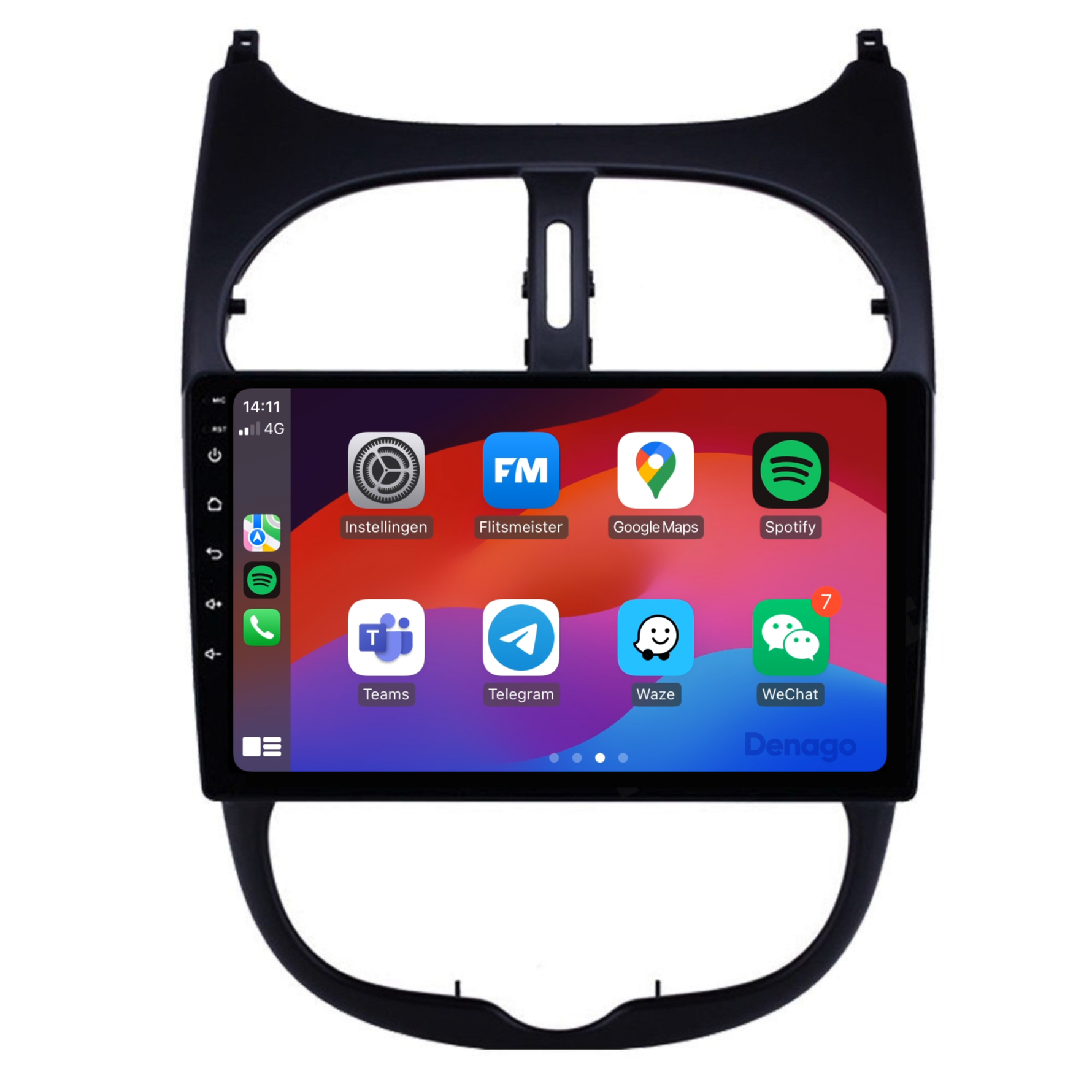 Peugeot 206 CarPlay autoradio | 1998 t/m 2009 | Denago DNG-A07 | 9 inch | Android 13 | Draadloos CarPlay & Android Auto
