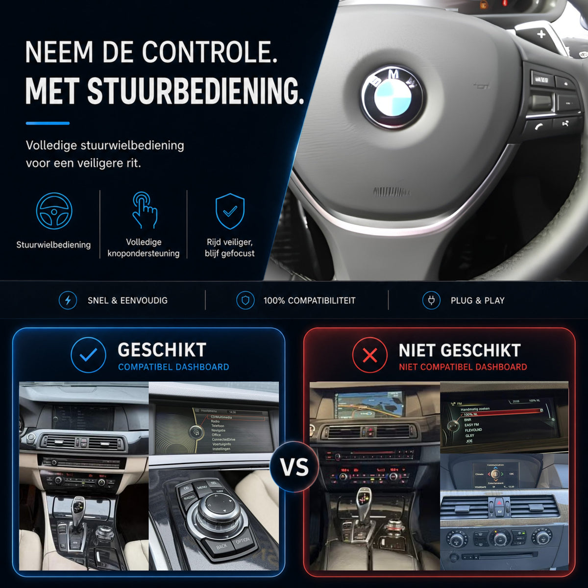 BMW 5 Serie E60/E61/F10/F11 | 2009 t/m 2012 | CarPlay & Android Auto Box | CIC-6