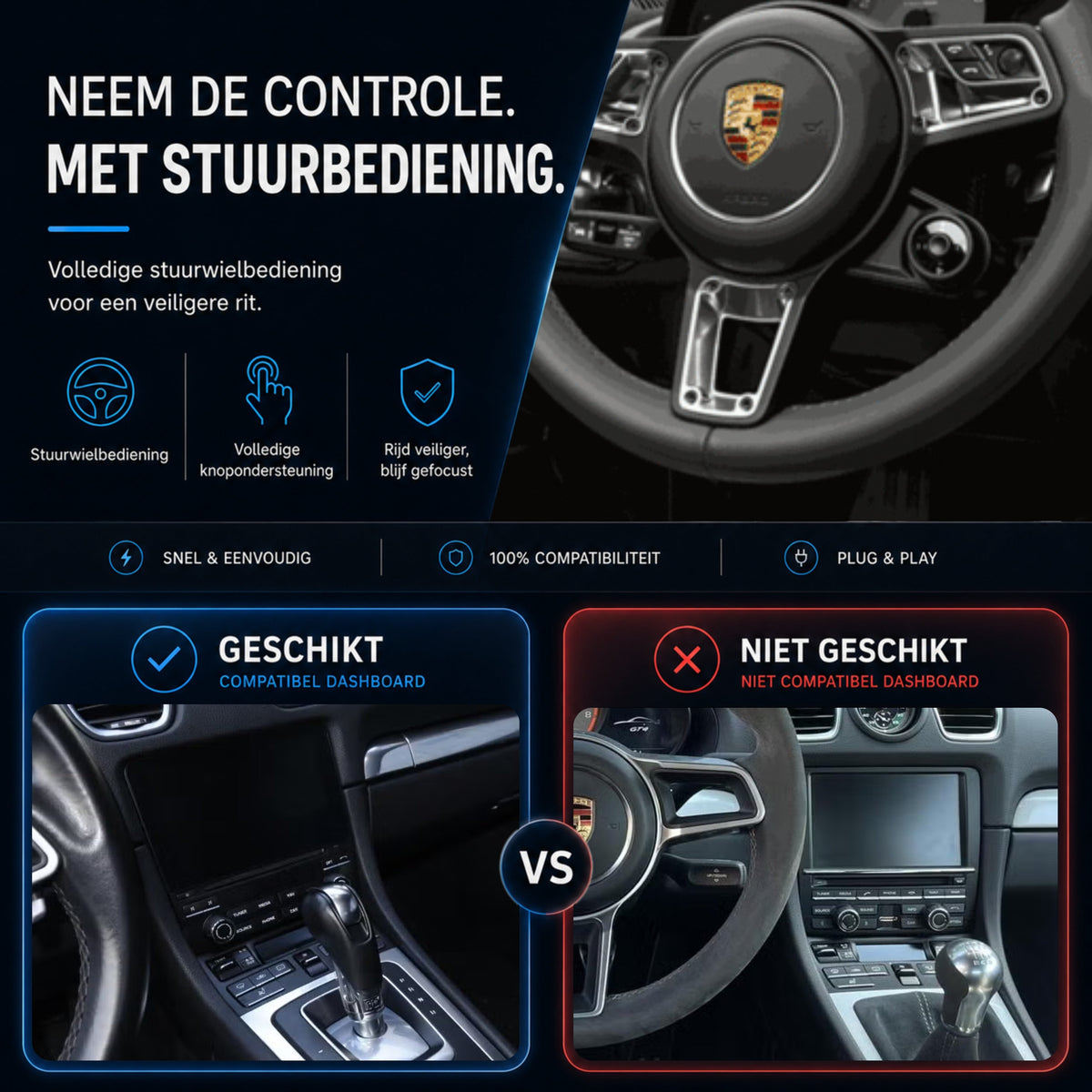 Porsche Cayman (982) | 2016 t/m 2024 | CarPlay & Android Auto Box | PCM 4.0-6