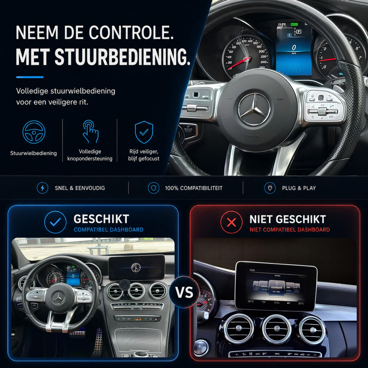 Mercedes C-Klasse W205 | 2018 t/m 2020 | CarPlay & Android Auto Box | NTG 5.5-6