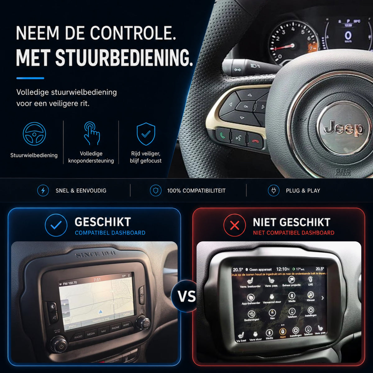 Jeep Renegade | 2014 t/m 2018 | CarPlay & Android Auto Box | Harman-6
