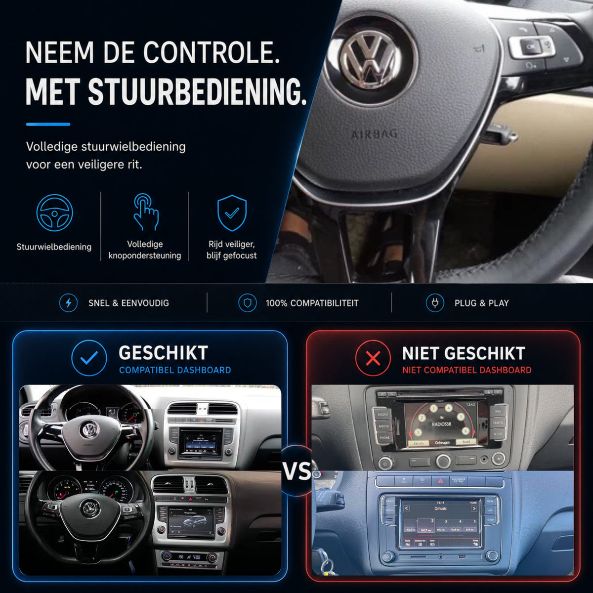 Volkswagen Polo | 2014 t/m 2026 | CarPlay & Android Auto Box | MIB-6