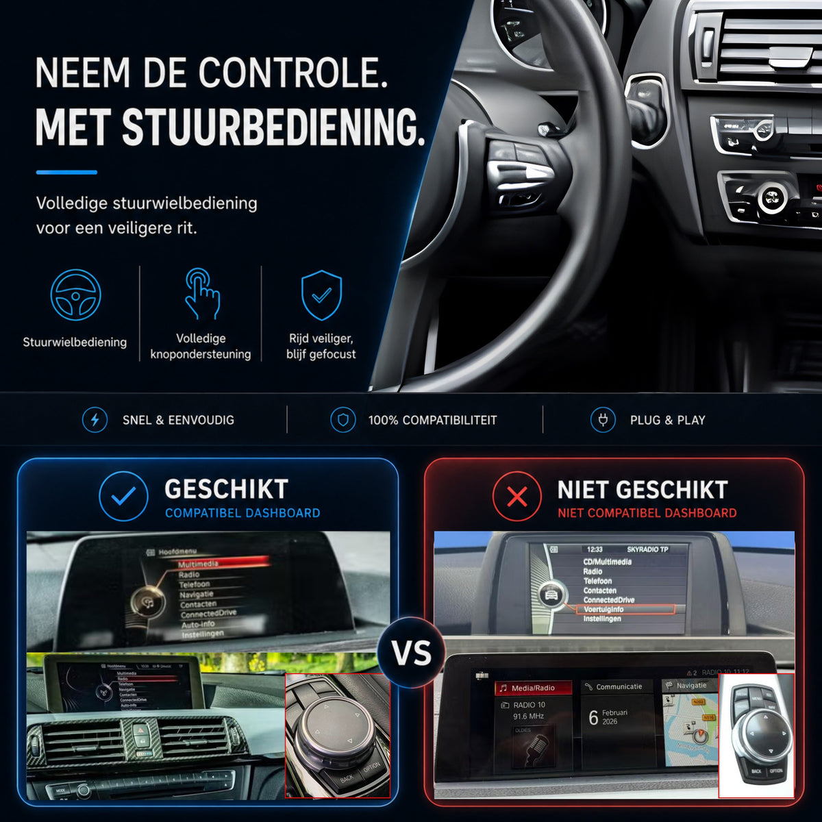 BMW 3 Serie F30/F31 | 2014 t/m 2017 | CarPlay & Android Auto Box | NBT-6