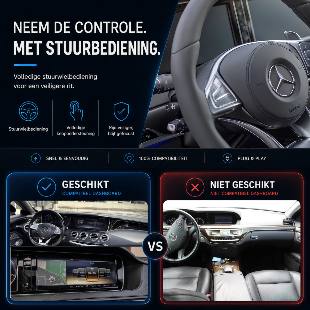 Mercedes S-Klasse W222 | 2013 t/m 2016 | CarPlay & Android Auto Box | NTG 5.0-6