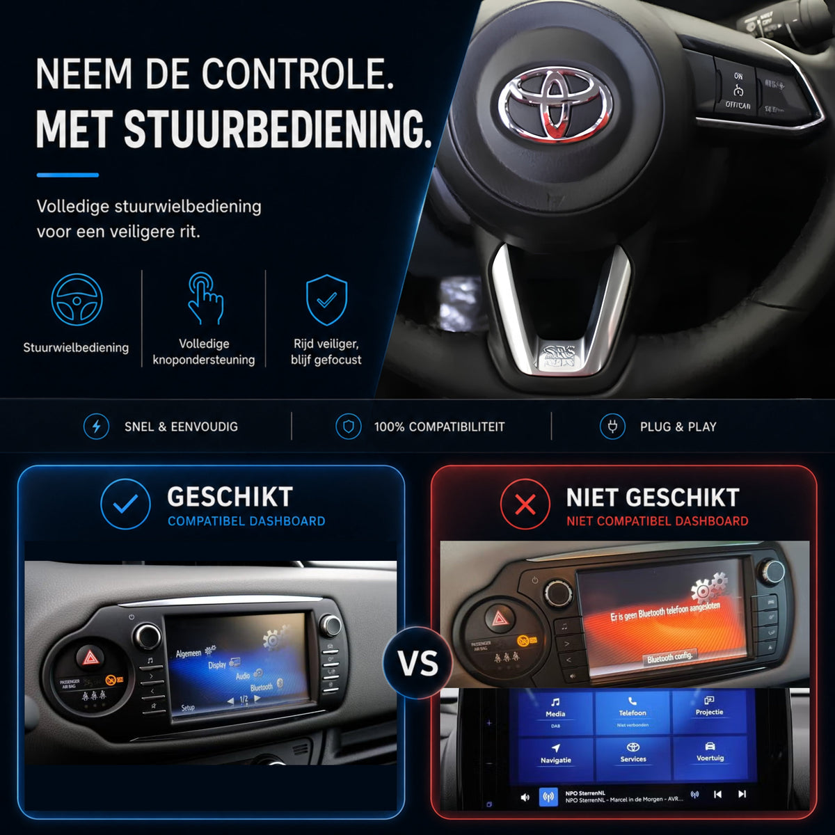 Toyota Yaris | 2017 t/m 2020 | CarPlay & Android Auto Box | Touch 2 | Panasonic-6