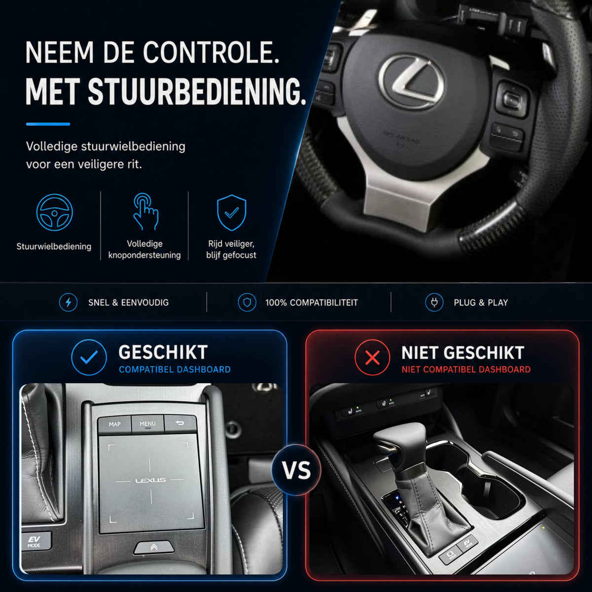 Lexus ES | 2018 t/m 2022 | CarPlay & Android Auto Box | Grote Touchpad-6