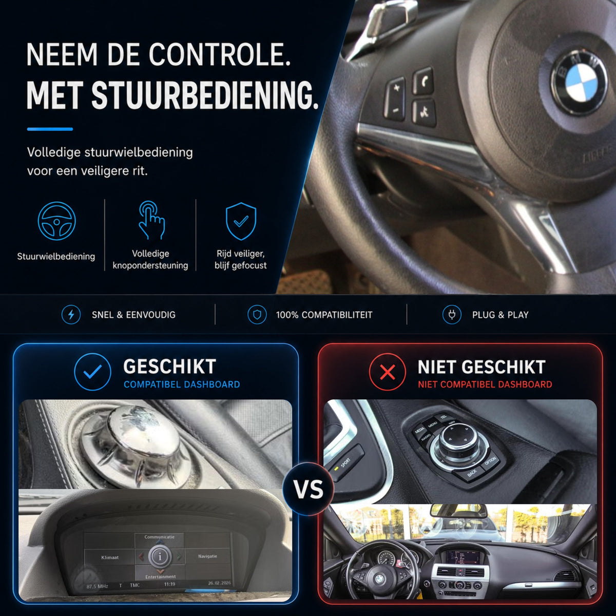 BMW 6 Serie E63/E64 | 2004 t/m 2008 | CarPlay & Android Auto Box | CCC-6
