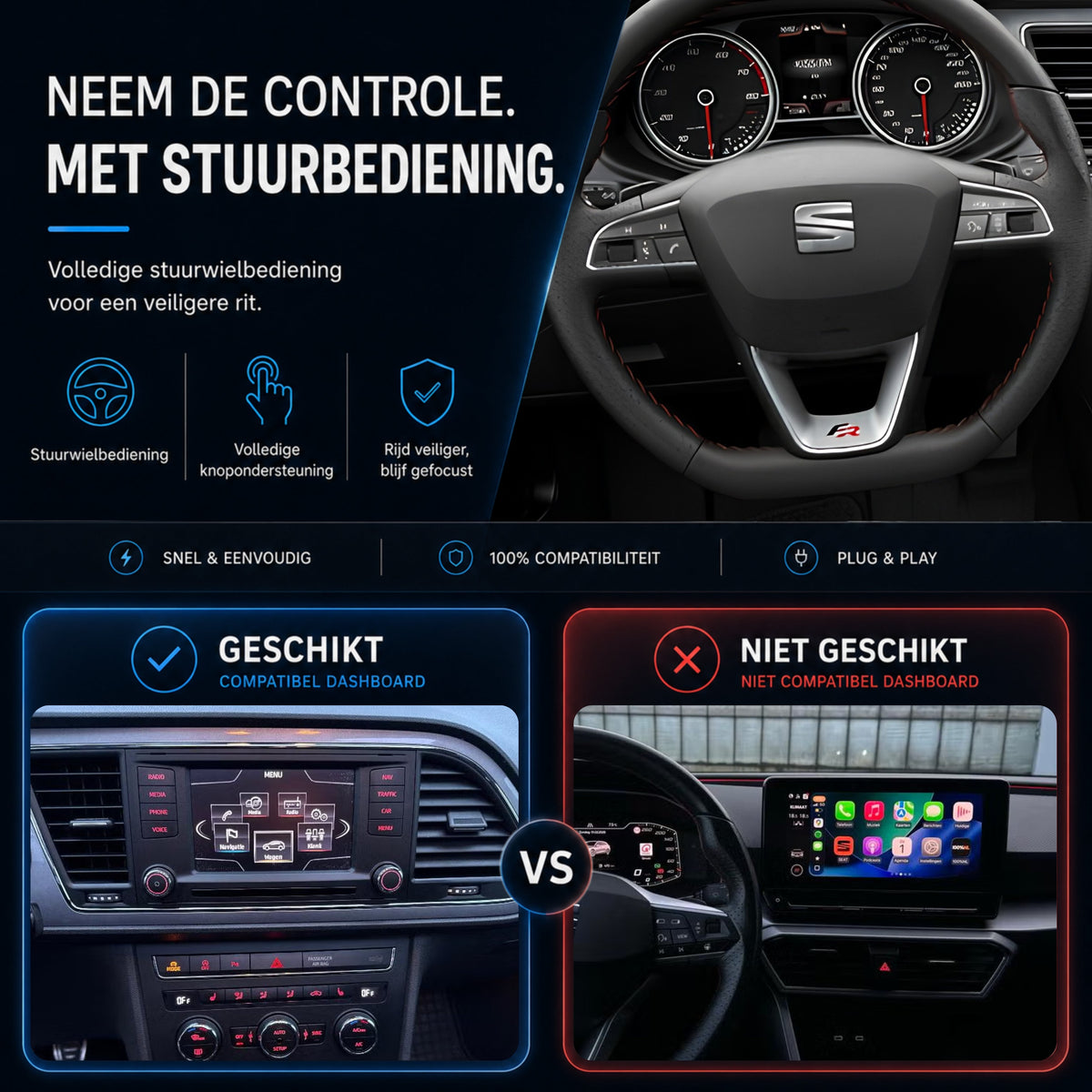 SEAT Leon | 2013 t/m 2020 | CarPlay & Android Auto Box | MIB-6