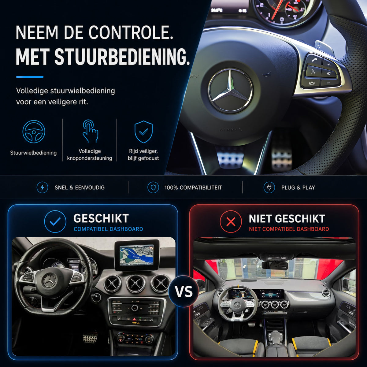 Mercedes GLA-Klasse W156 | 2015 t/m 2020 | CarPlay & Android Auto Box | NTG 5.0-6