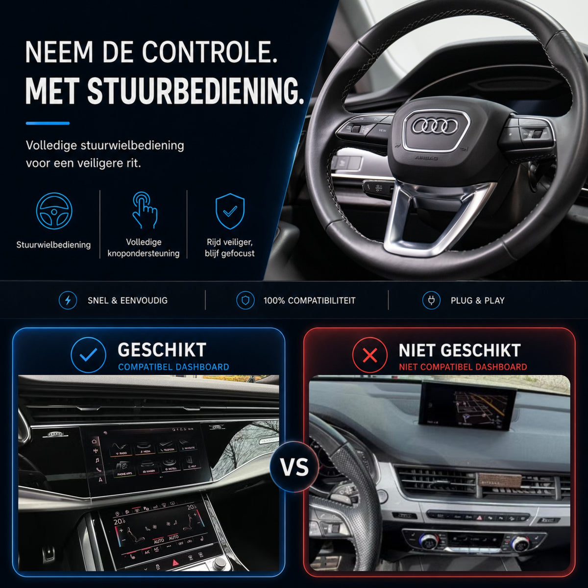 Audi Q8, Audi SQ8 en Audi RSQ8 | 2018 t/m 2026 | CarPlay & Android Auto Box | MIB3-6