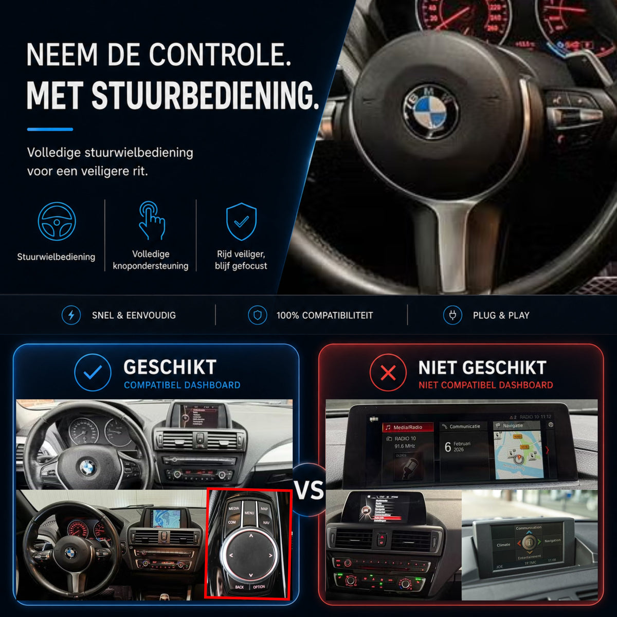 BMW 1 Serie E81/E82/E87/E88 | 2009 t/m 2013 | CarPlay & Android Auto Box | CIC-6