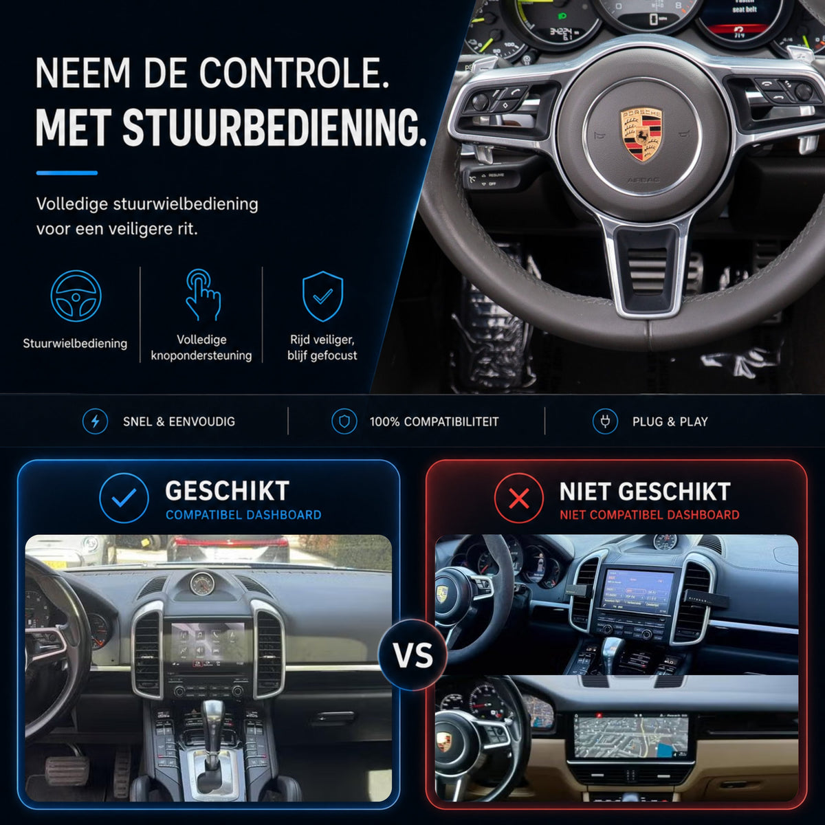 CarPlay & Android Auto Autoradio en CarPlay Box voor Porsche Cayenne (958.2) | 2016 t/m 2017 | PCM 4.0-6