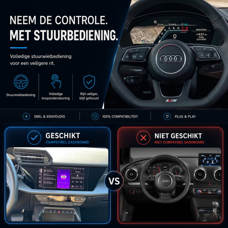 Audi A3, Audi S3 en Audi RS3 | 2020 t/m 2026 | CarPlay & Android Auto Box | MIB3-6