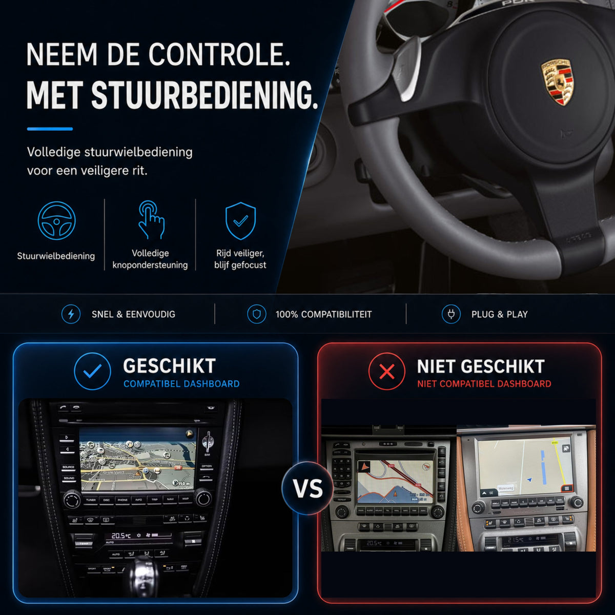 Porsche Cayman (987) | 2009 t/m 2011 | CarPlay & Android Auto Box | PCM 3.0-6