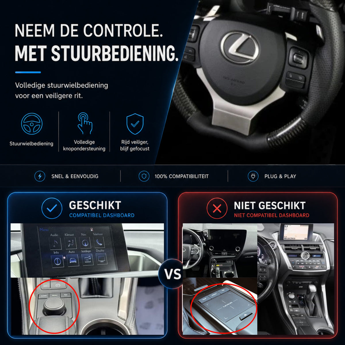 Lexus NX | 2014 t/m 2017 | CarPlay & Android Auto Box | Draaiknop-6