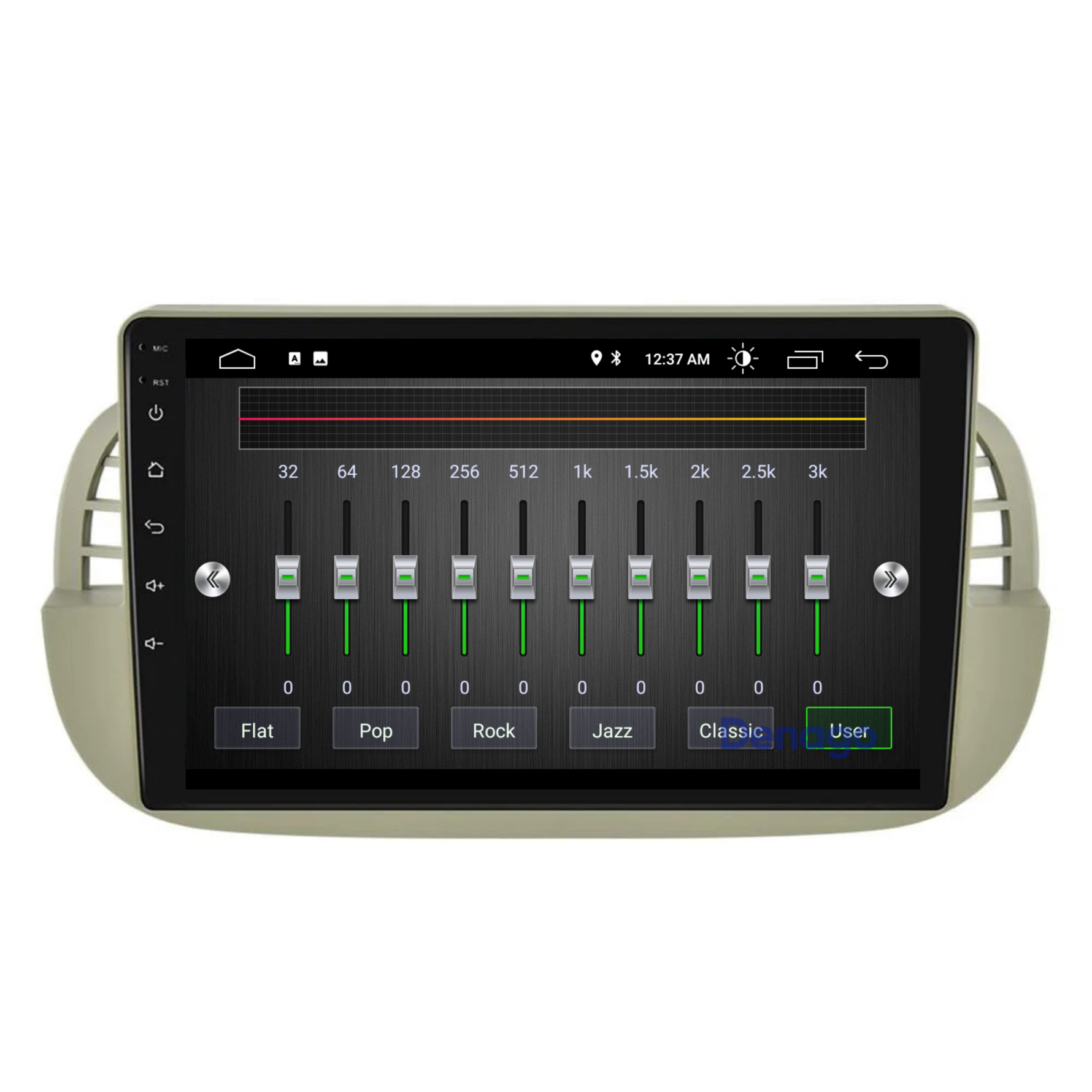 Fiat 500 CarPlay autoradio Beige | 2007 t/m 2015 | Denago DNG-A54 | 9 inch | Android 13 | Draadloos CarPlay & Android Auto