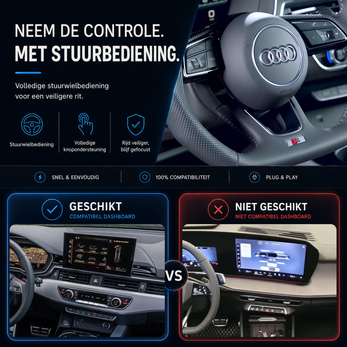 Audi A4, Audi S4 en Audi RS4 | 2020 t/m 2024 | CarPlay & Android Auto Box | MIB3-6
