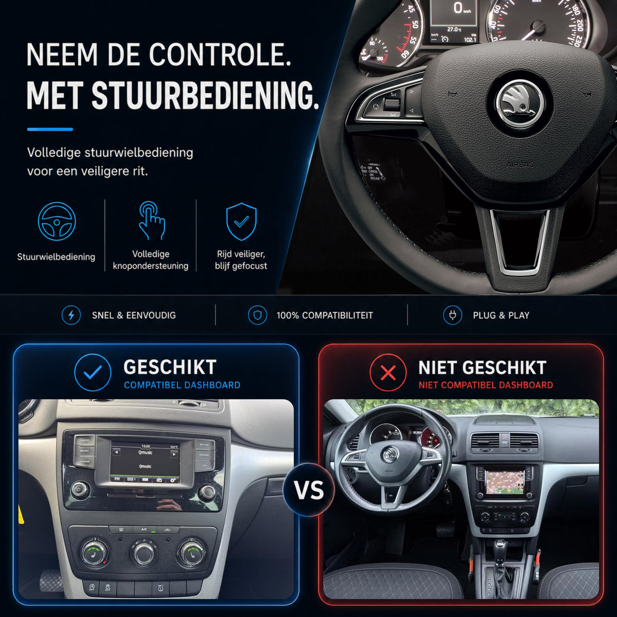 Škoda Yeti | 2015 t/m 2017 | CarPlay & Android Auto Box | MIB-6