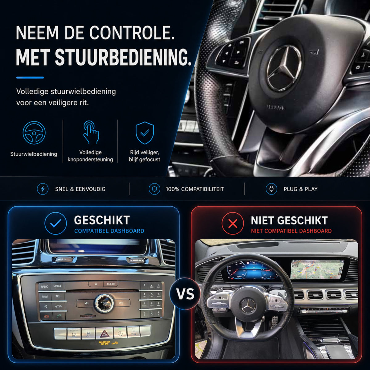 Mercedes GLE-Klasse W292 | 2015 t/m 2019 | CarPlay & Android Auto Box | NTG 5.0-6