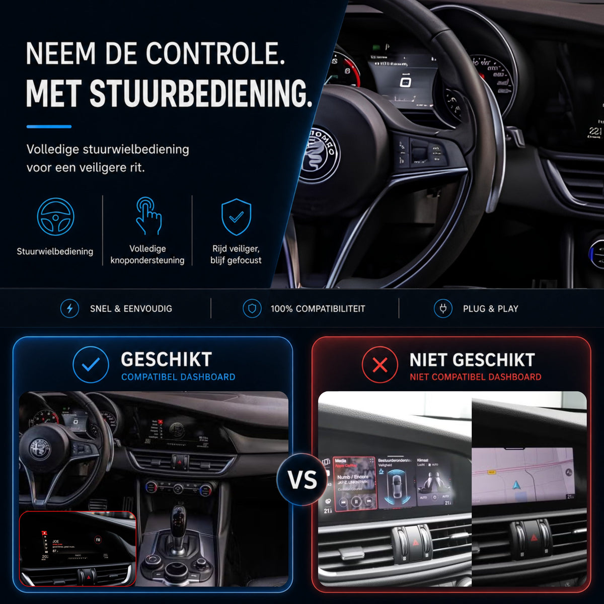 Alfa Romeo Giulia | 2016 t/m 2020 | CarPlay & Android Auto Box | U-Connect-4