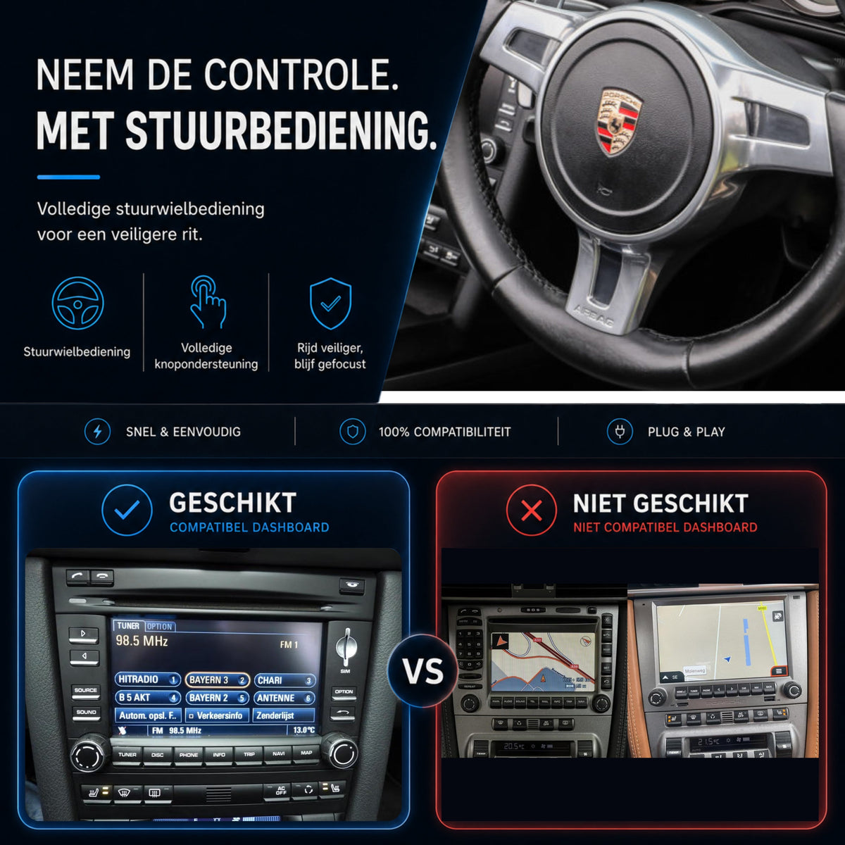 Porsche Boxster (987) | 2009 t/m 2011 | CarPlay & Android Auto Box | PCM 3.0-6