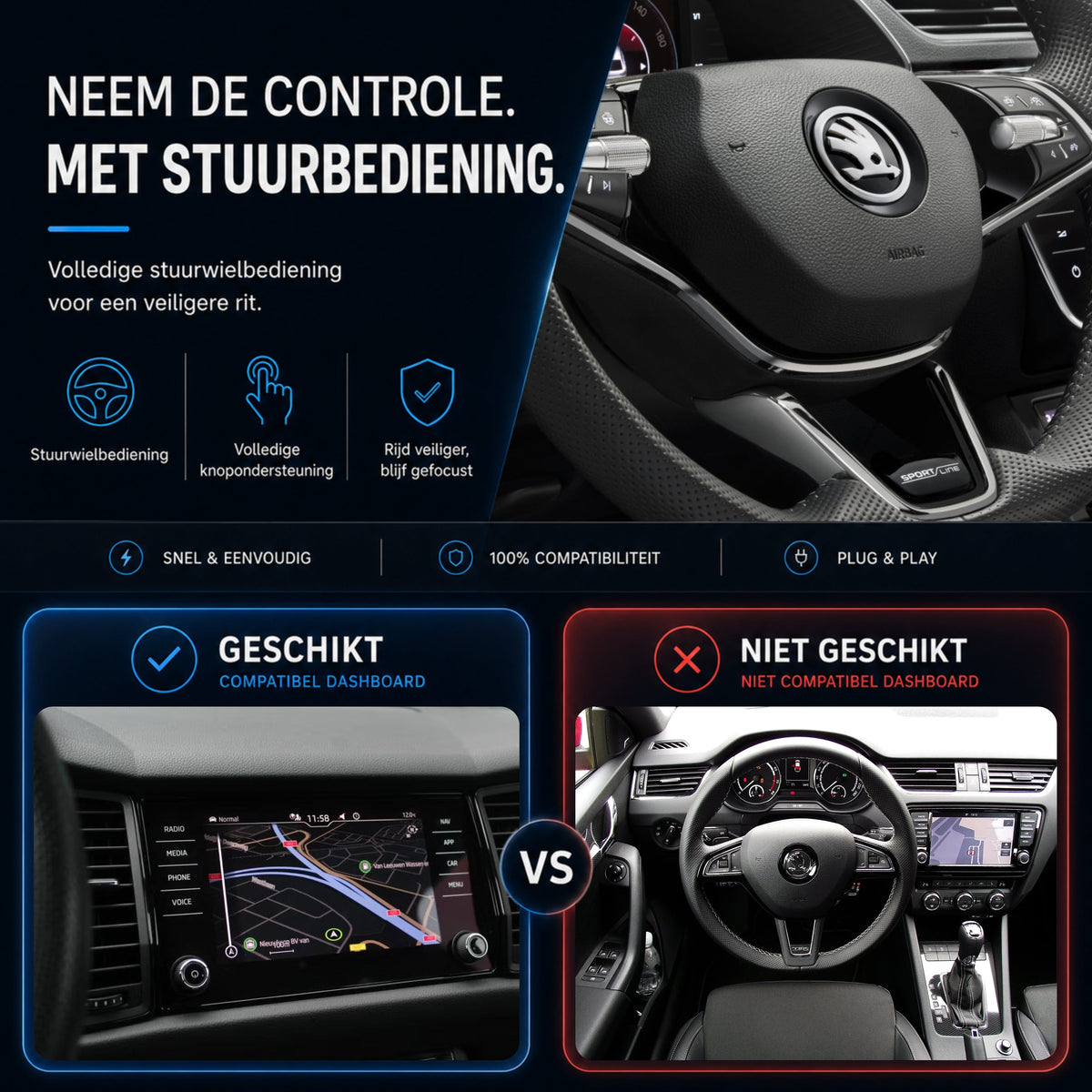 Škoda Kodiaq | 2016 t/m 2021 | CarPlay & Android Auto Box | MIB-6