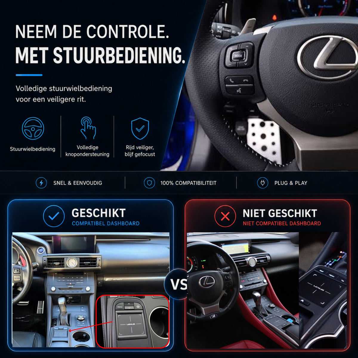 Lexus RC | 2014 t/m 2018 | CarPlay & Android Auto Box | Kleine touchpad-6