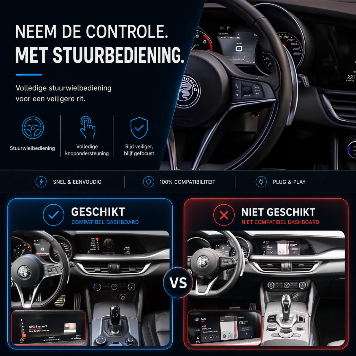 Alfa Romeo Stelvio | 2017 t/m 2020 | CarPlay & Android Auto Box | U-Connect-6