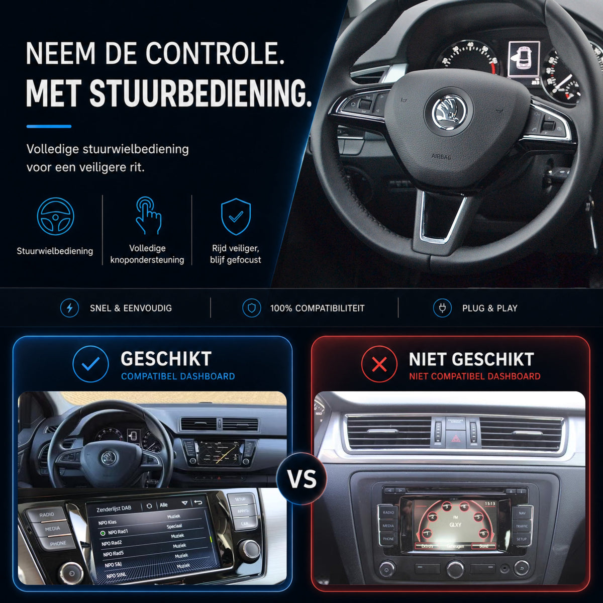 Skoda Fabia | 2015 t/m 2021 | CarPlay & Android Auto Box | MIB-6