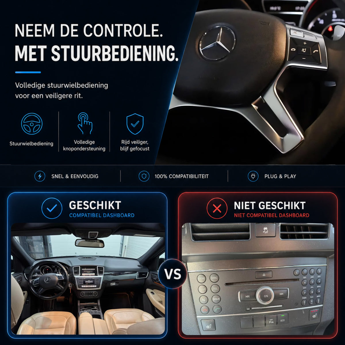 Mercedes ML W166 | 2011 t/m 2015 | CarPlay & Android Auto Box | NTG 4.5-6