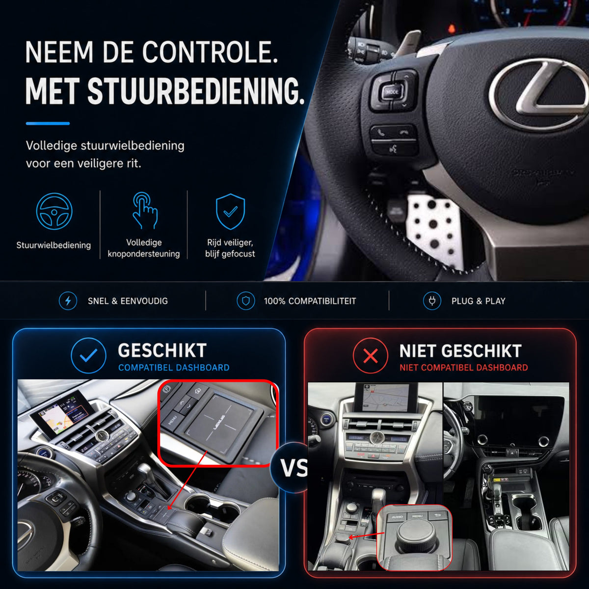 Lexus NX | 2014 t/m 2017 | CarPlay & Android Auto Box | Kleine Touchpad-6