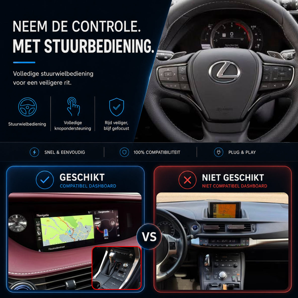 Lexus LS | 2014 t/m 2020 | CarPlay & Android Auto Box | Grote touchpad-6