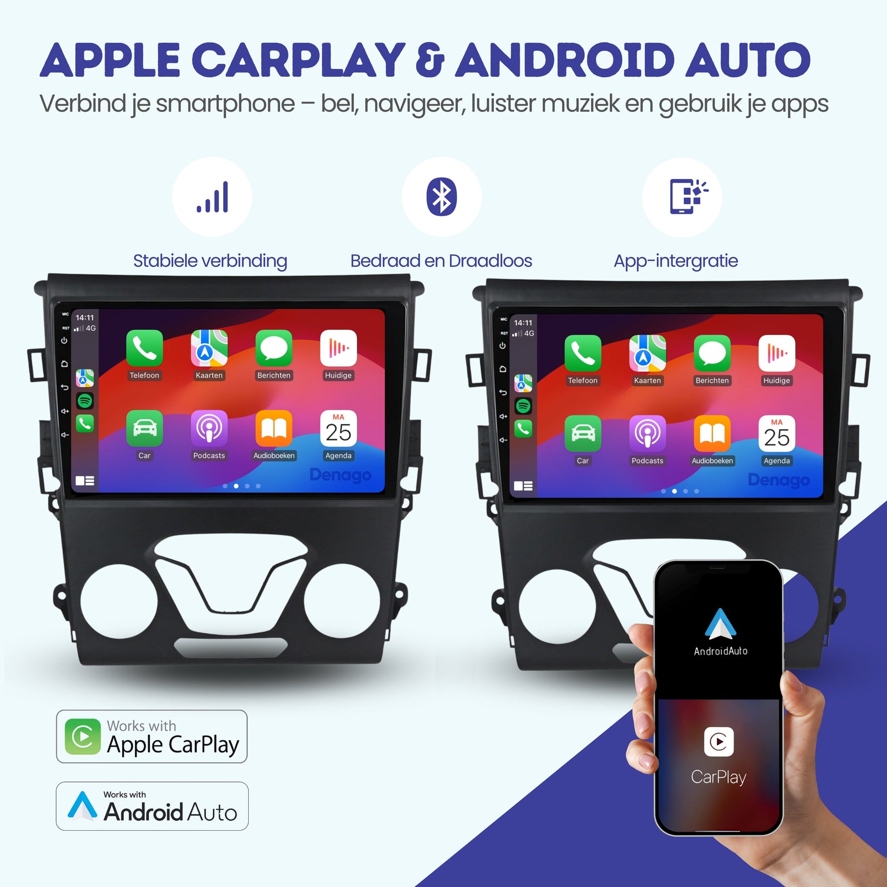 Ford Mondeo CarPlay autoradio | 2013 t/m 2018 | Denago DNG-A85 | 9 inch | Android 13 | Draadloos CarPlay & Android Auto