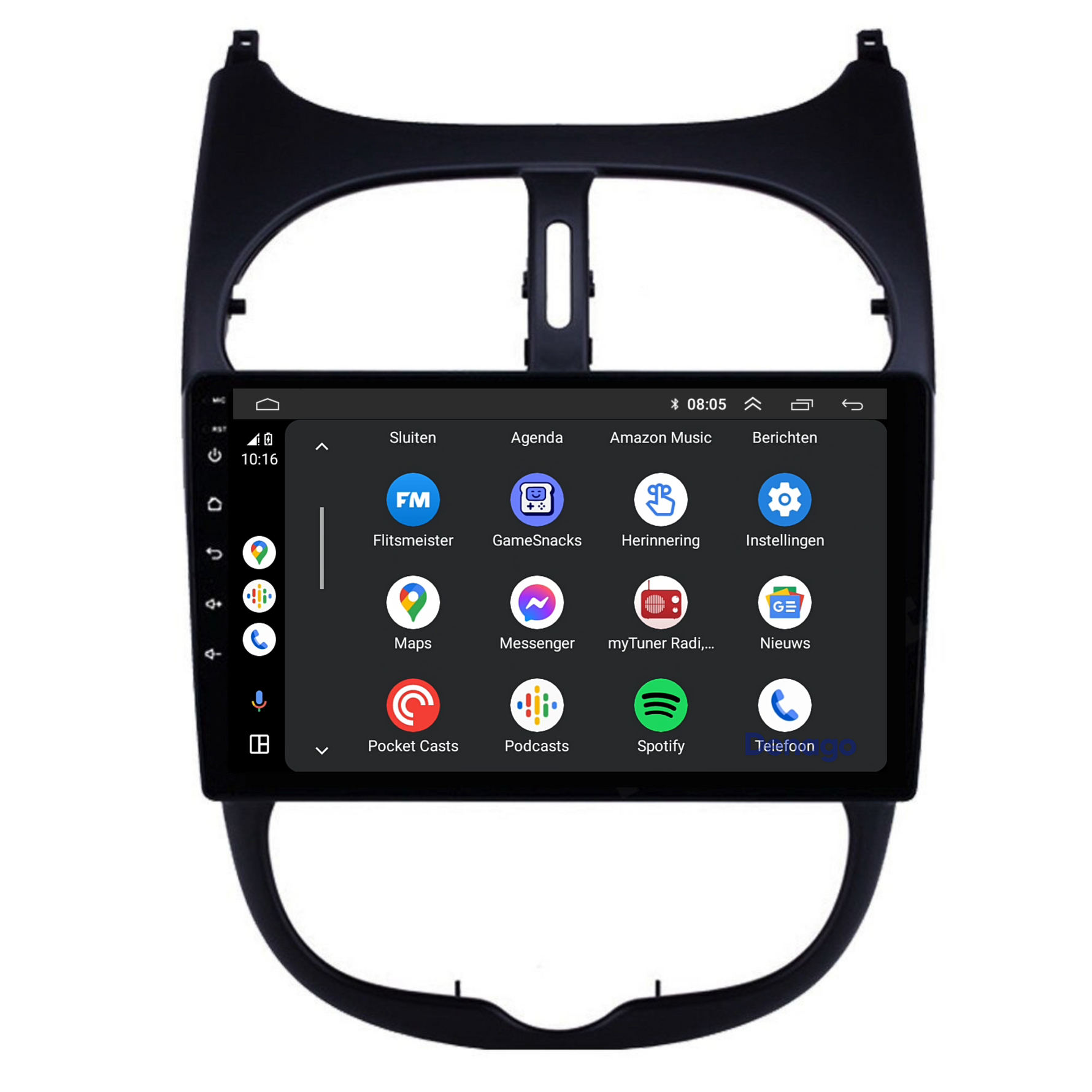 Peugeot 206 CarPlay autoradio | 1998 t/m 2009 | Denago DNG-A07 | 9 inch | Android 13 | Draadloos CarPlay & Android Auto