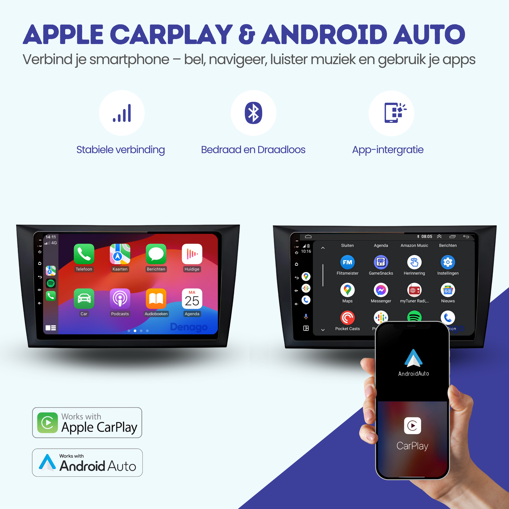 Volkswagen Golf 6 CarPlay autoradio | 2009 t/m 2012 | Denago DNG-A78 | 9 inch | Android 13 | Draadloos CarPlay & Android Auto