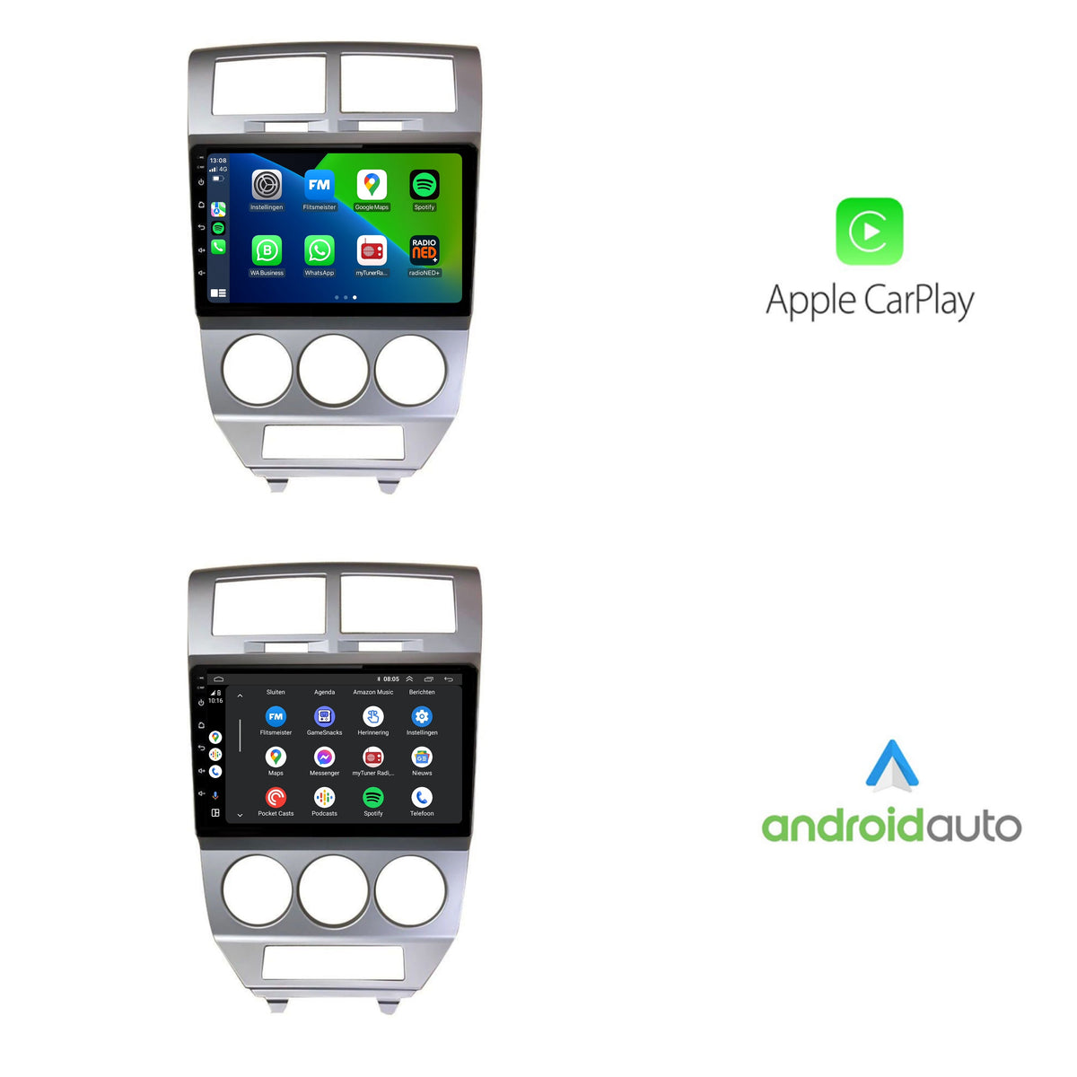 Dodge Caliber CarPlay & Android Auto autoradio | 2006 t/m 2010 | Android 15 | Davilon-2