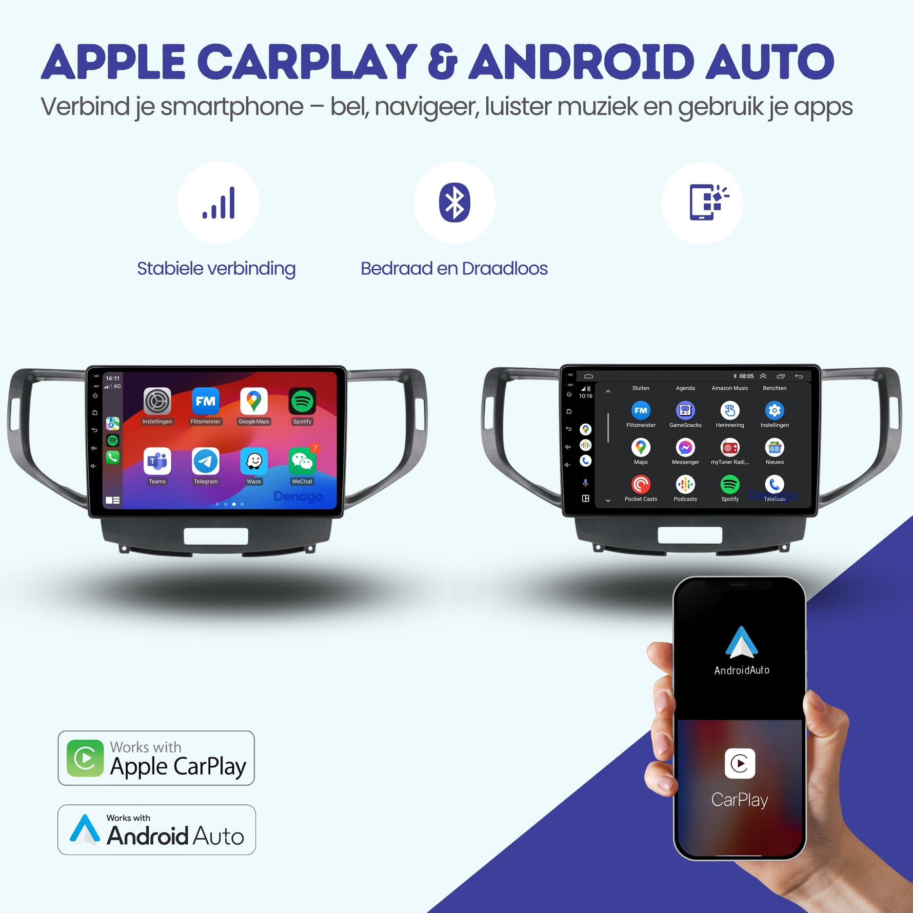 Honda Accord CarPlay autoradio | 2009 t/m 2013 | Denago DNG-A97 | 9 inch | Android 13 | Draadloos CarPlay & Android Auto
