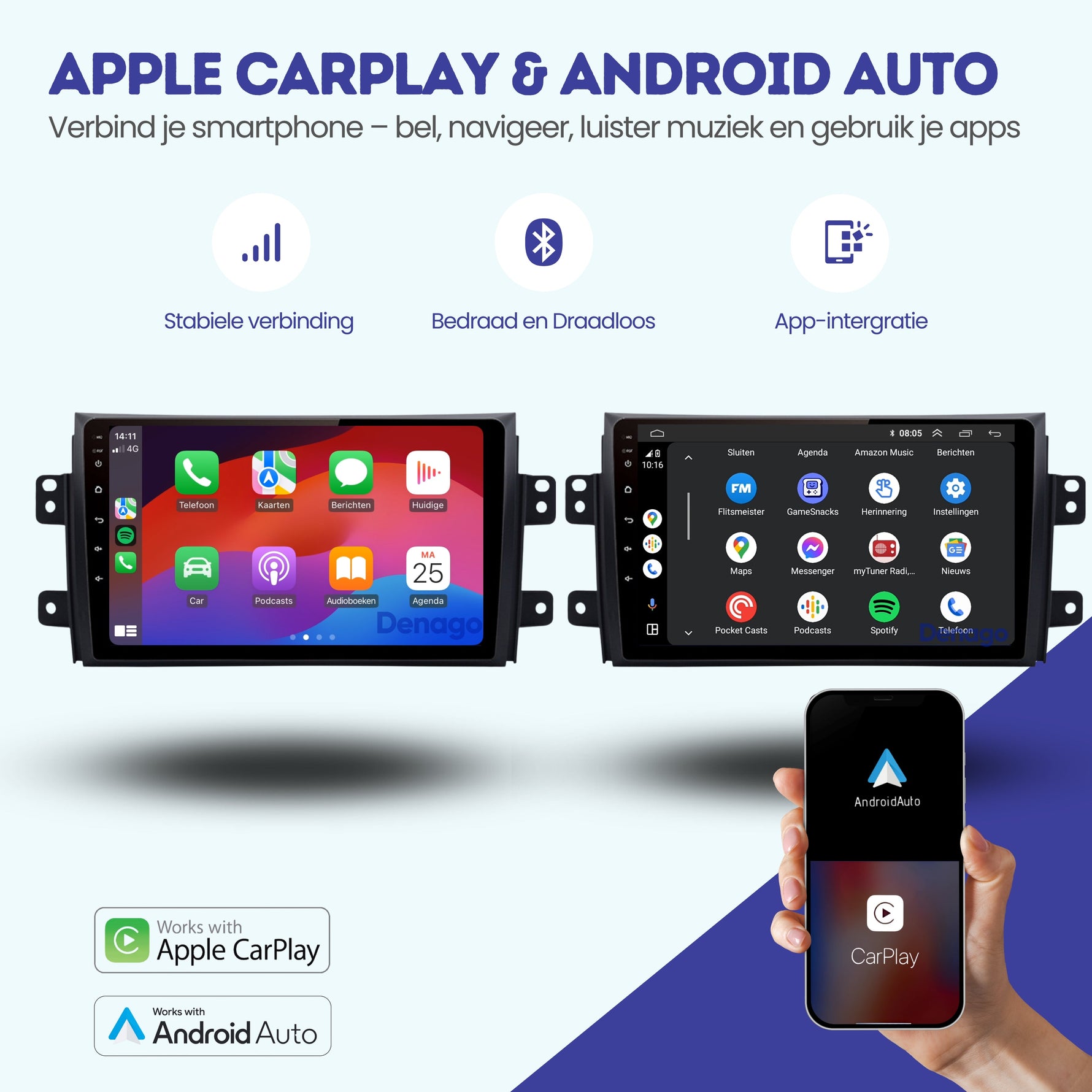 Suzuki SX4 CarPlay autoradio | 2006 t/m 2011 | Denago DNG-A315 | 9 inch | Android 13 | Draadloos CarPlay & Android Auto