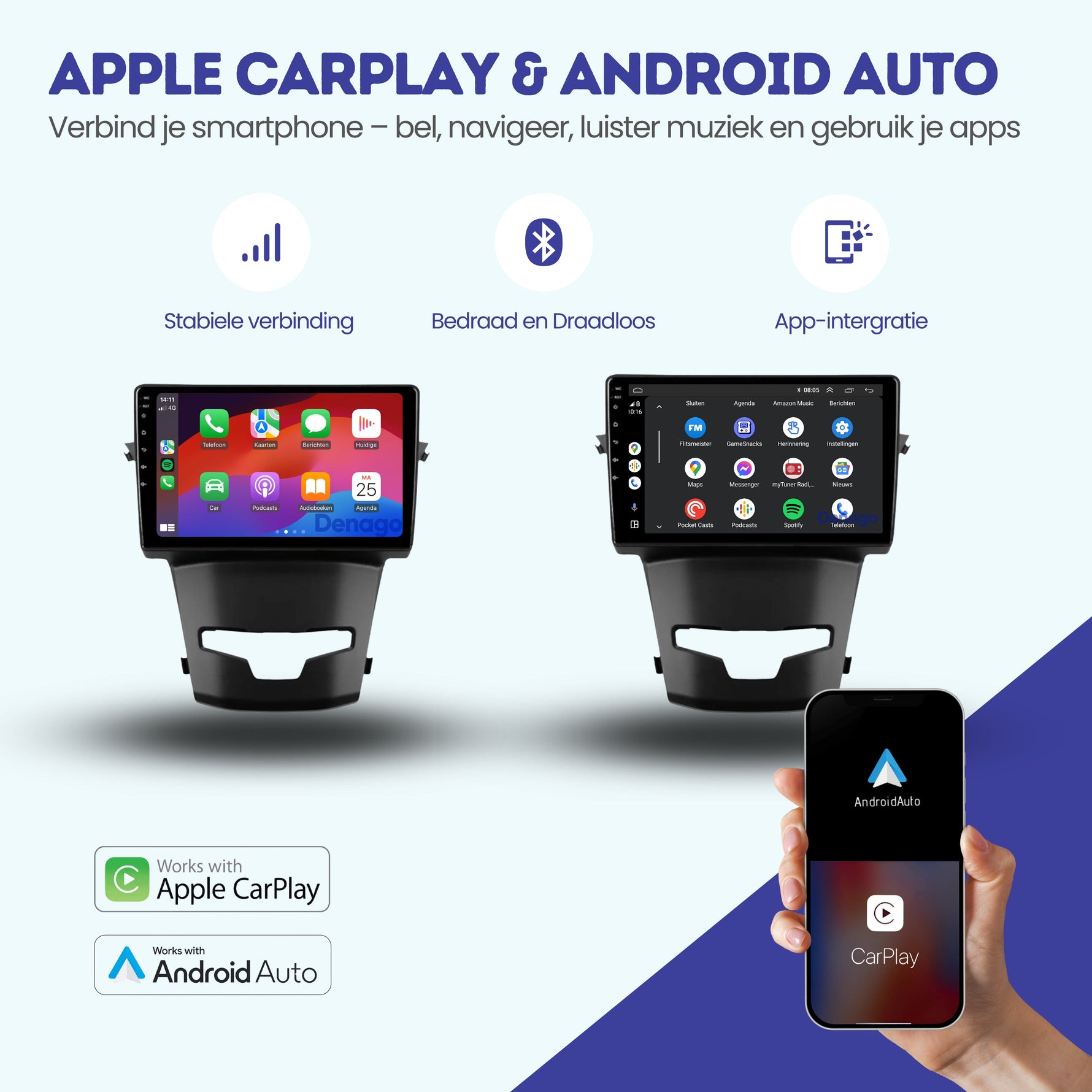 SsangYong Korando CarPlay autoradio | 2014 t/m 2018 | Denago DNG-A217 | 9 inch | Android 13 | Draadloos CarPlay & Android Auto