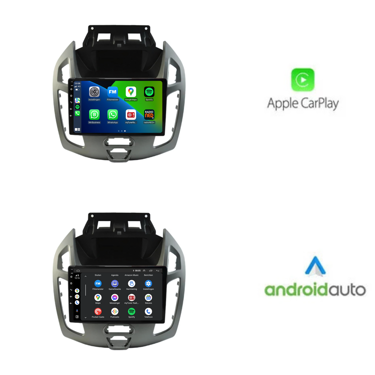 Ford Transit Tourneo Connect CarPlay & Android Auto autoradio | 2013 t/m 2018 | Android 15 | Davilon | Grijs-8